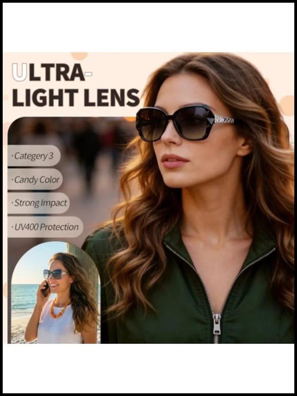 4 Pack Oversized Square Sunglasses for Women UV400 Protection